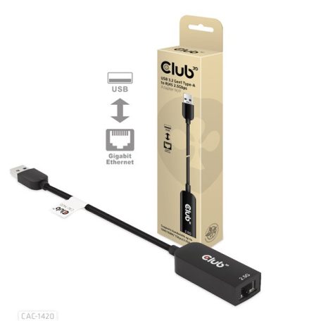 Club 3D Átalakító - CAC-1420 (3.2 USB-A to RJ45, 2.5Gb, M/F)