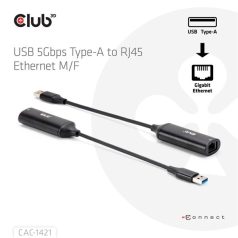 Club 3D Átalakító - CAC-1421 (USB-A to RJ45, 5 GBps, M/F)