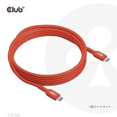   Club 3D Kábel - CAC-1513 (USB2 Type-C Bidirektional, 480Mb/s, PD 240W, USB-IF Certified, 3m)