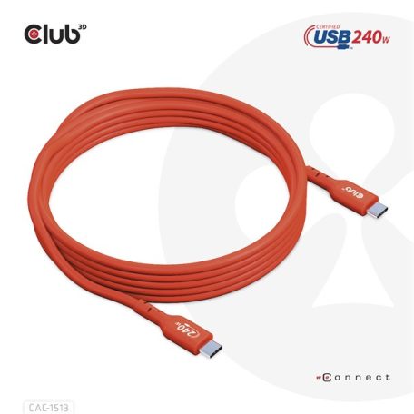 Club 3D Kábel - CAC-1513 (USB2 USB-C Bidirektional, 480Mb/s, PD 240W, USB-IF Certified, M/M, 3m)