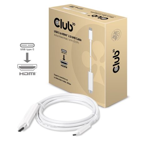 Club 3D Kábel - CAC-1514 (3.1 USB-C Gen 1 to HDMI 2.0, 1,8m, 4K60Hz)
