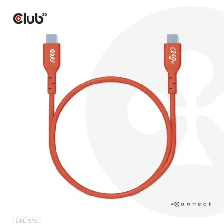Club 3D Kábel - CAC-1515 (USB2.0 USB-C, 480Mb, 240W PD, kétirányú, USB-IF Certified, M/M, 4m)