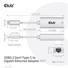 Club 3D Átalakító - CAC-1519 (3.2 USB-C Gen 1 to RJ45 1GB Ethernet, aktív)