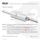 Club 3D Átalakító - CAC-1519 (3.2 USB-C Gen 1 to RJ45 1GB Ethernet, aktív)