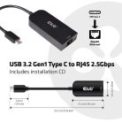 Club 3D Átalakító - CAC-1520 (3.2 USB-C Gen 1 to RJ45, 2,5GB Ethernet)