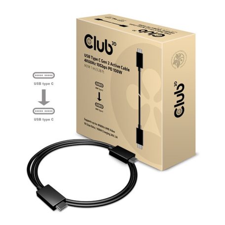 Club 3D Kábel - CAC-1522 (3.1 USB-C Gen 1 to 3.1 USB-C Gen 1, 10Gbps, 100W PD, 4K60Hz, M/M, 0,8m)