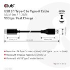 Club 3D Kábel - CAC-1523 (3.1 USB-C Gen 2 to 3.1 USB-A Gen 2, 10Gbps, 60W PD2.0, Bidirectional, 4K60Hz, M/M, 1m)