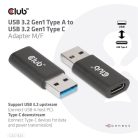 Club 3D Átalakító - CAC-1525 (3.2 USB-A Gen 1 to 3.2 USB-C Gen 1, Bidirectional)