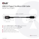 Club 3D Kábel - CAC-1526 (2.0 USB-C Gen 1 to Micro USB, 1m, Bidirectional)
