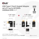 Club 3D Átalakító - CAC-1528 (USB-C Gen 2 to USB-C Gen 2, 90 fokos adapter, 10Gbps, 4k120Hz)