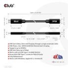 Club 3D Kábel - CAC-1529 (USB-C Gen 1 to USB-C, 5Gbps, 60W, 4K60Hz, M/F, 2m)