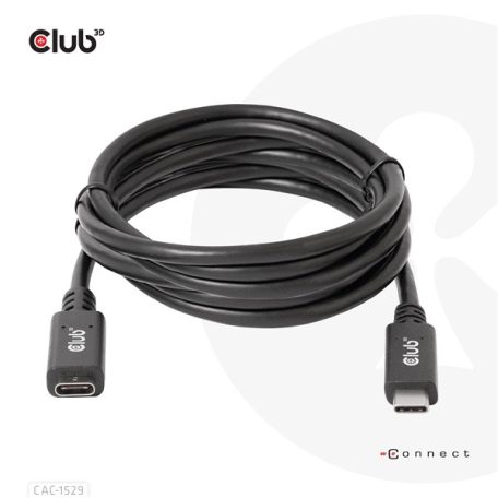 Club 3D Kábel - CAC-1529 (USB-C Gen 1 to USB-C, 5Gbps, 60W, 4K60Hz, M/F, 2m)