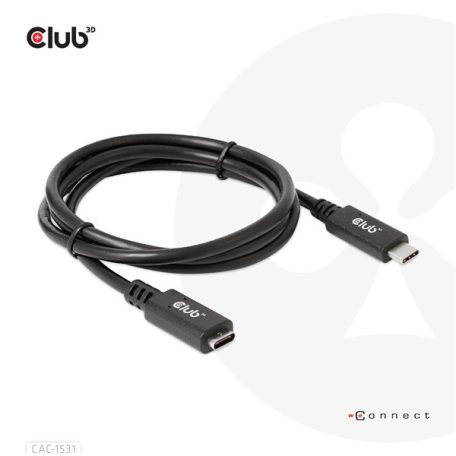 Club 3D Kábel - CAC-1531 (USB-C Gen 1 to USB-C, 5Gbps, 60W, 4K60Hz, M/F, 1m)