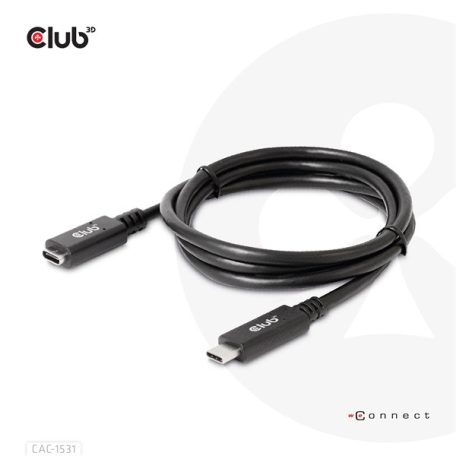 Club 3D Kábel - CAC-1531 (USB-C Gen 1 to USB-C, 5Gbps, 60W, 4K60Hz, M/F, 1m)