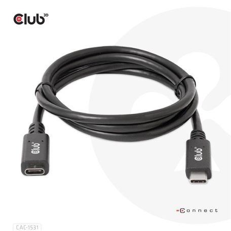 Club 3D Kábel - CAC-1531 (USB-C Gen 1 to USB-C, 5Gbps, 60W, 4K60Hz, M/F, 1m)