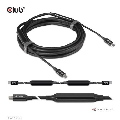 Club 3D Kábel - CAC-1535 (3.2 USB-C Gen 2 to 3.2 USB-C Gen 2, 60W PD, 8K60Hz, Bidirectional, M/M, 5m)
