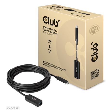 Club 3D Kábel - CAC-1536 (USB-C Gen 2 to USB-A, 10Gbps, M/F, 5m)