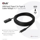 Club 3D Kábel - CAC-1536 (USB-C Gen 2 to USB-A, 10Gbps, M/F, 5m)