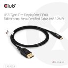 Club 3D Kábel - CAC-1559 (USB-C to DisplayPort 2.1, DP80 Bidirectional, 1m, 8K60Hz)