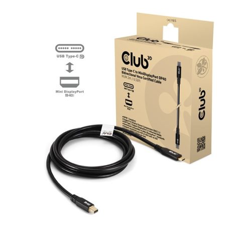 Club 3D Kábel - CAC-1561 (USB-C to Mini DisplayPort 2.1, DP40 Bidirectional, 2m, 8K30Hz)
