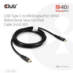   Club 3D Kábel - CAC-1561 (USB-C to Mini DisplayPort 2.1, DP40 Bidirectional, 2m, 8K30Hz)
