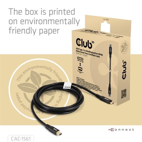 Club 3D Kábel - CAC-1561 (USB-C to Mini DisplayPort 2.1, DP40 Bidirectional, 2m, 8K30Hz)
