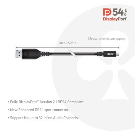 Club 3D Kábel - CAC-1563 (USB-C to DisplayPort 2.1, 8K120Hz, 2m, M/M)