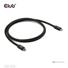Club 3D Kábel - CAC-1570 (USB4 USB-C, 240W PD, 80Gbps, 8K240Hz, 4K540Hz, Bidirectional, fekete, M/M, 1,2m)