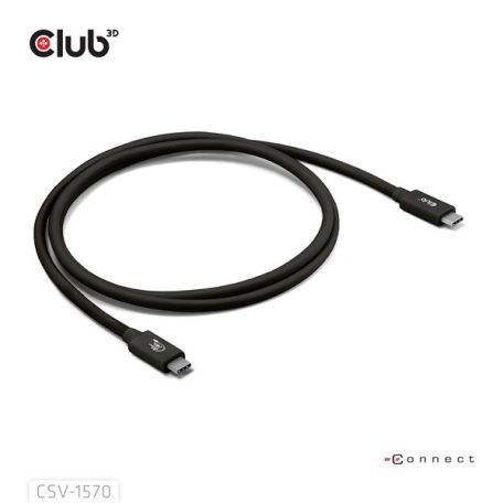 Club 3D Kábel - CAC-1570 (USB4 USB-C, 240W PD, 80Gbps, 8K240Hz, 4K540Hz, Bidirectional, fekete, M/M, 1,2m)