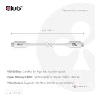 Club 3D Kábel - CAC-1572 (USB4 USB-C, 240W PD, 80Gbps, 8K240Hz, 4K540Hz, Bidirectional, fehér, M/M, 1,2m)