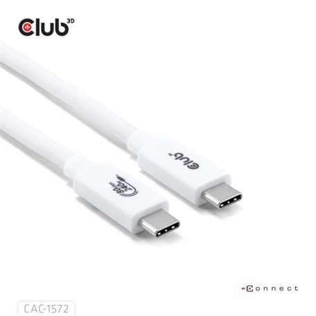 Club 3D Kábel - CAC-1572 (USB4 USB-C, 240W PD, 80Gbps, 8K240Hz, 4K540Hz, Bidirectional, fehér, M/M, 1,2m)