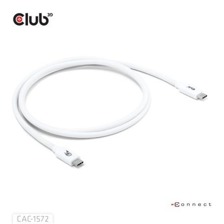 Club 3D Kábel - CAC-1572 (USB4 USB-C, 240W PD, 80Gbps, 8K240Hz, 4K540Hz, Bidirectional, fehér, M/M, 1,2m)