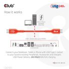 Club 3D Kábel - CAC-1573 (USB2 USB-C, Kétirányú, 480Mb, 240W EPR, M/M, 2m)