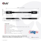 Club 3D Kábel - CAC-1575 (USB4 USB-C Gen 2x2, Bi-Directional USB-IF, 4K60Hz, 20Gbps, PD 240W(48V/5A) EPR M/M, 2m)