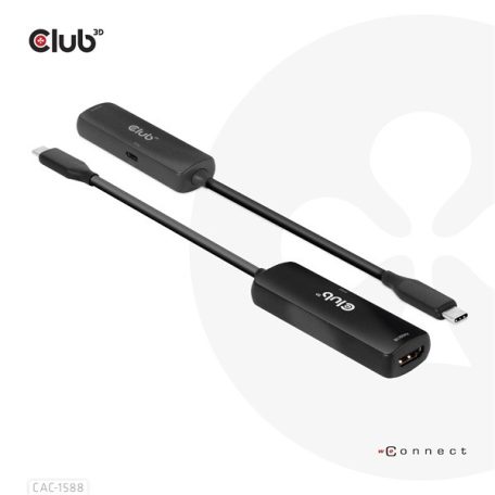 Club 3D Átalakító - CAC-1588 (USB-C Gen 2 to HDMI 4K120Hz, HDR10, DSC 1.2, USB-C 100W PD3.0, aktív)