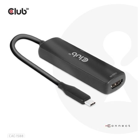 Club 3D Átalakító - CAC-1588 (USB-C Gen 2 to HDMI 4K120Hz, HDR10, DSC 1.2, USB-C 100W PD3.0, aktív)
