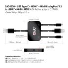 Club 3D Átalakító - CAC-1630 (USB-C + HDMI + MiniDisplayport to HDMI 4K60Hz, M/M, 32AVG)