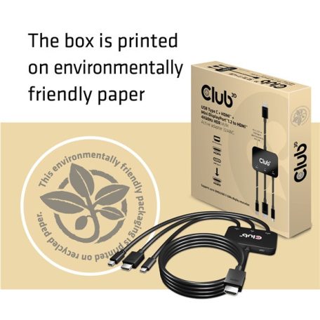 Club 3D Átalakító - CAC-1630 (USB-C + HDMI + MiniDisplayport to HDMI 4K60Hz, M/M, 32AVG)