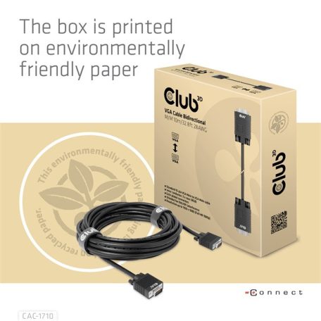 Club 3D Kábel - CAC-1710 (VGA Bidirectional, M/M, 10m, 28AWG, 1080p)