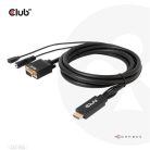 Club 3D Kábel - CAC-1712 (HDMI to VGA, M/M, 2m, 28AWG, 1080p, 3.5mm jack, Micro USB táplálás)