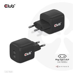   Club 3D Hálózati Adapter - CAC-1909EU (45W GAN, USB-C Dual Port, PD 3.0, PPS, Kétportos)