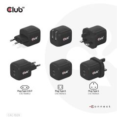   Club 3D Hálózati Adapter - CAC-1909EU (45W GAN, USB-C Dual Port, PD 3.0, PPS, Kétportos)