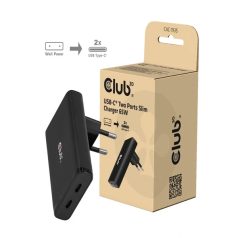  Club 3D Hálózati Adapter - CAC-1935 (65W 2xUSB-C, PD3.1, túltöltés védelem, kicsi méret, fekete)