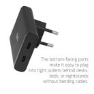 Club 3D Hálózati Adapter - CAC-1935 (65W 2xUSB-C, PD3.1, túltöltés védelem, kicsi méret, fekete)