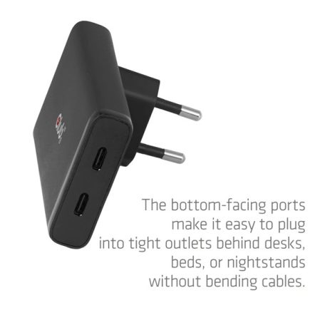 Club 3D Hálózati Adapter - CAC-1935 (65W 2xUSB-C, PD3.1, túltöltés védelem, kicsi méret, fekete)