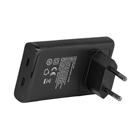 Club 3D Hálózati Adapter - CAC-1935 (65W 2xUSB-C, PD3.1, túltöltés védelem, kicsi méret, fekete)