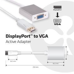   Club 3D Átalakító - CAC-2003 (DisplayPort to VGA, aktív, WUXGA, Plug&Play)