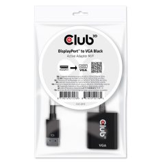   Club 3D Átalakító - CAC-2013 (DisplayPort 1.1a to VGA, fekete, aktív, WUXGA 1920x1200 @60Hz)