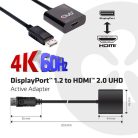 Club 3D Átalakító - CAC-2070 (DisplayPort 1.2 to HDMI 2.0, 4K60Hz UHD, Aktív, 3D támogatás)