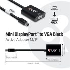 Club 3D Átalakító - CAC-2113 (Mini DisplayPor 1.1a to VGA, fekete, aktív, 1920x1200@60Hz, kompatibilis AMD/Nvidia/Intel)
